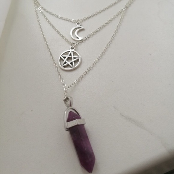 !!ONE LEFT!! Multilayered Star Moon Stone Necklace - Picture 4 of 5